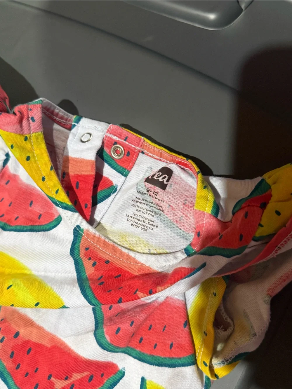 Tea Collection Watermelon Romper - Red, Yellow & Green